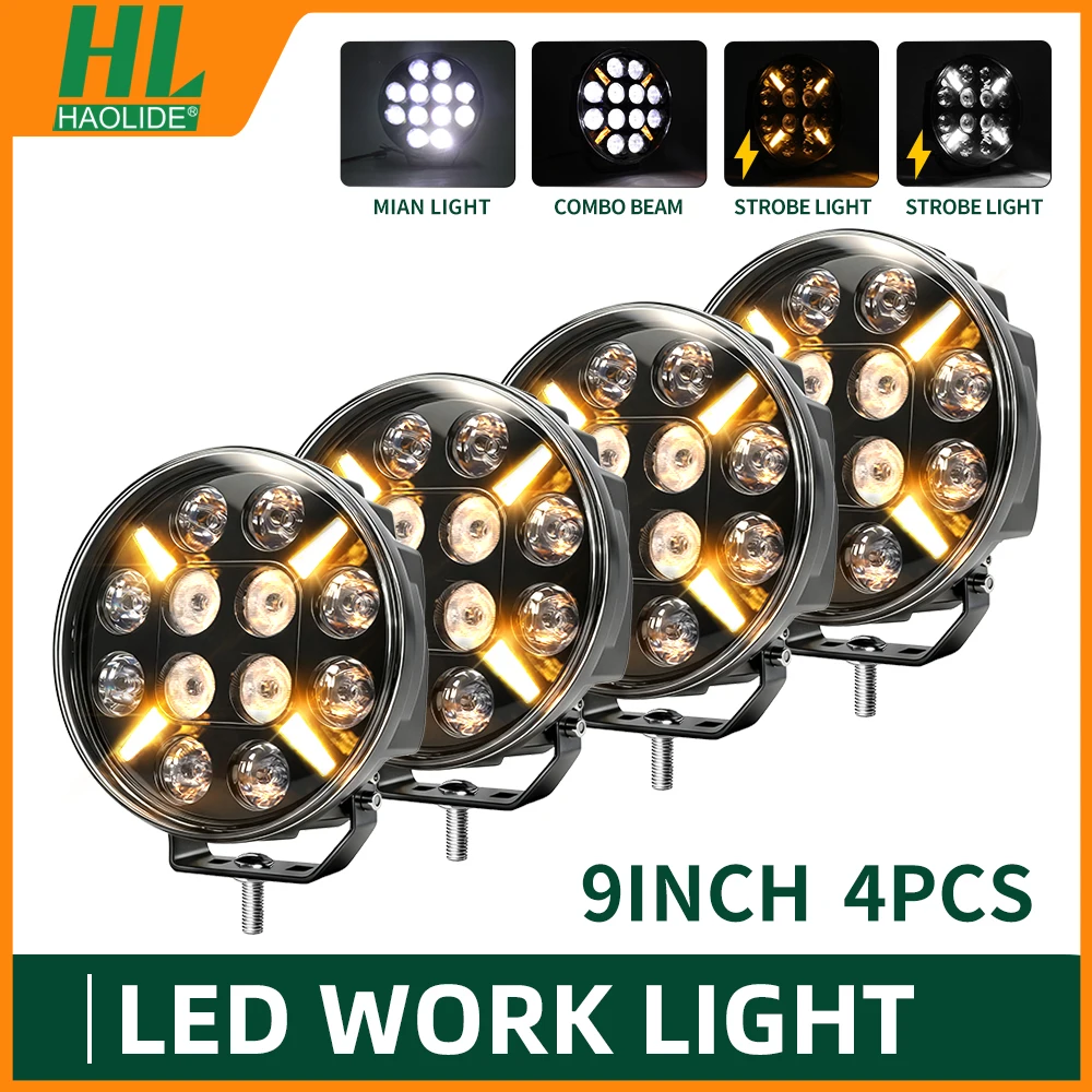 HAOLIDE 7 inch ronde spot floodlight bar met hoog/laag licht DRL LED werk- en rijlamp voor vrachtwagen, jeep, off-road, SUV, UTV, ATV, mistlampen