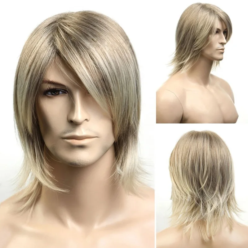 

New Men's Wig gold European and American Style In Stock for DropshippingcosplayAnime synthetic fiber men's short hair wig