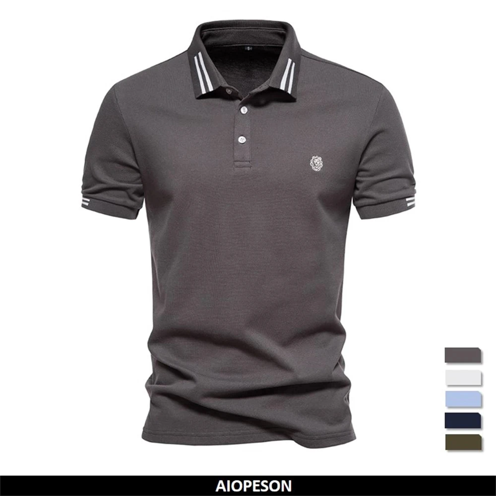 AIOPEON Brand 100% Cotton Men's Polo Shirts Casual Solid Color Short Sleeve Polo Shirts for Men New Summer Desinger Clothing Men