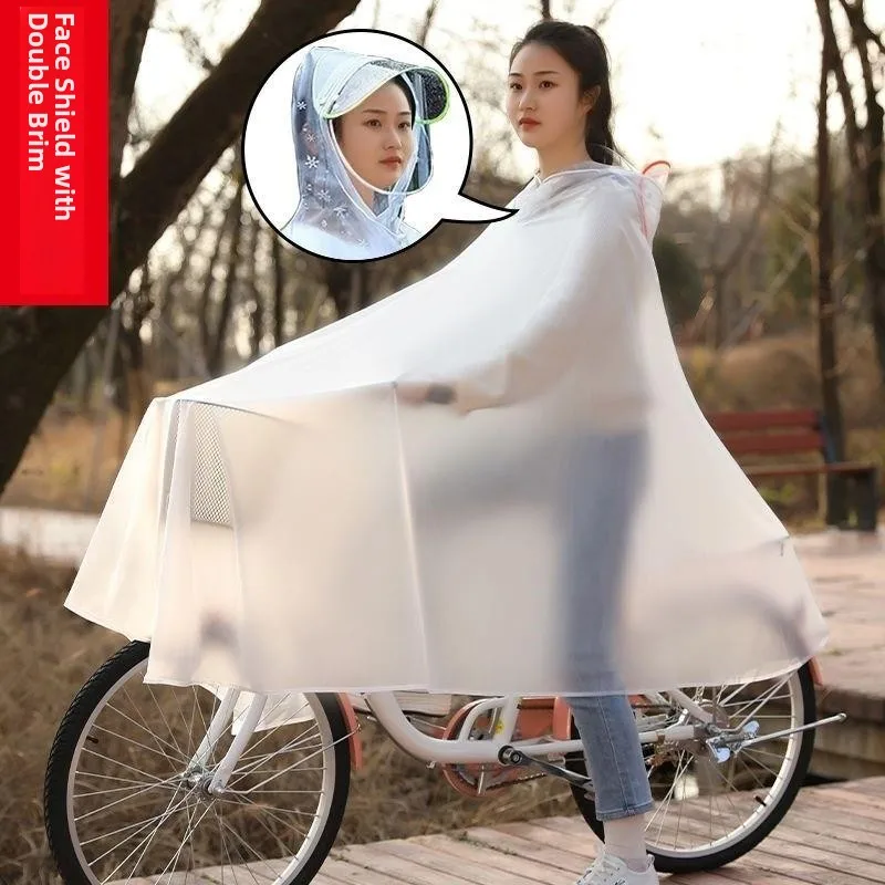 

School Riding Bicycle Raincoat for Middle School Students Unisex PVC Material Single Person Rain Poncho Commuting Bicycle
