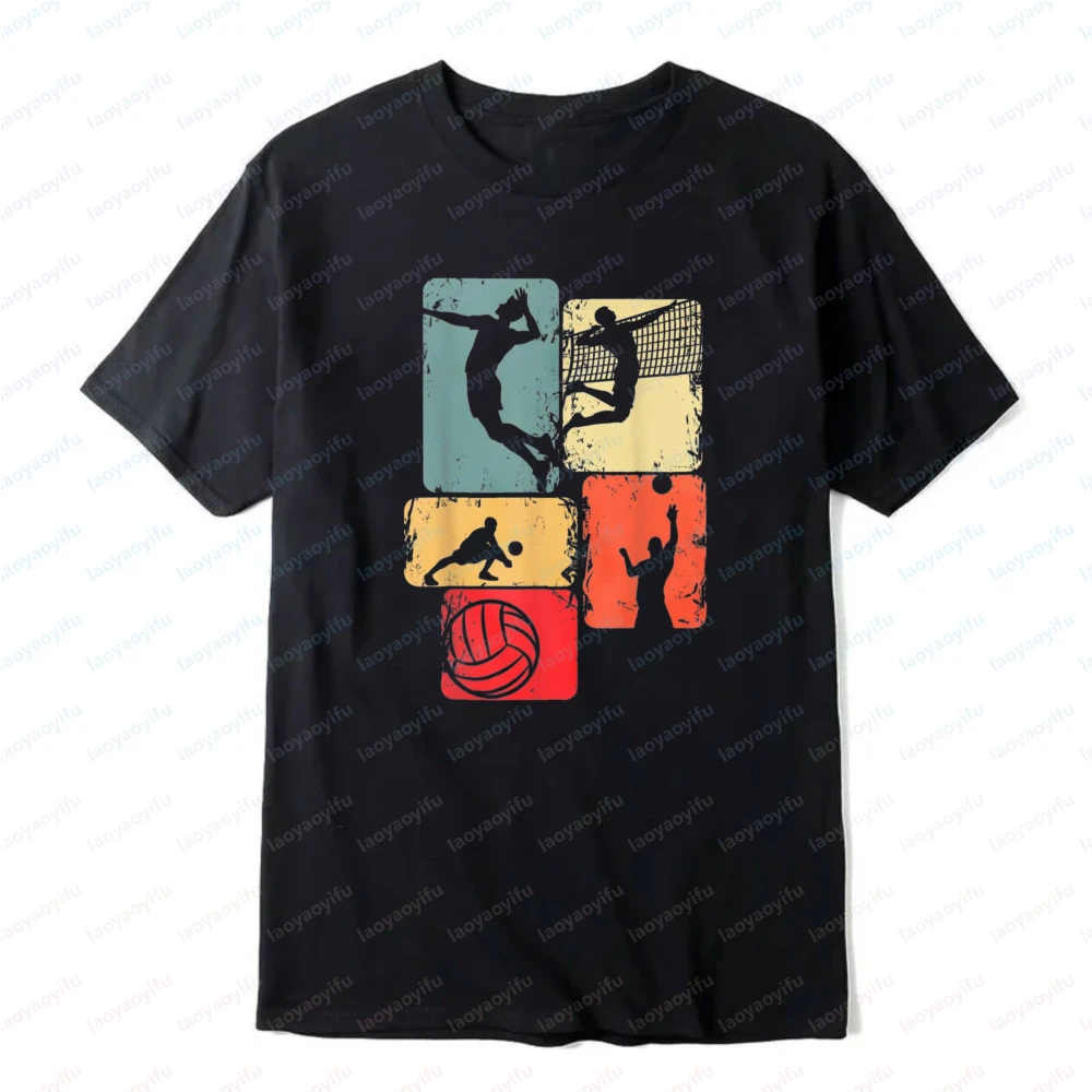 Volleyball Sport Silhouette Printed T-Shirt Casual Wear Breathable Outdoors Tee Athletic Fashion Women Man Tops Active Lifestyle
