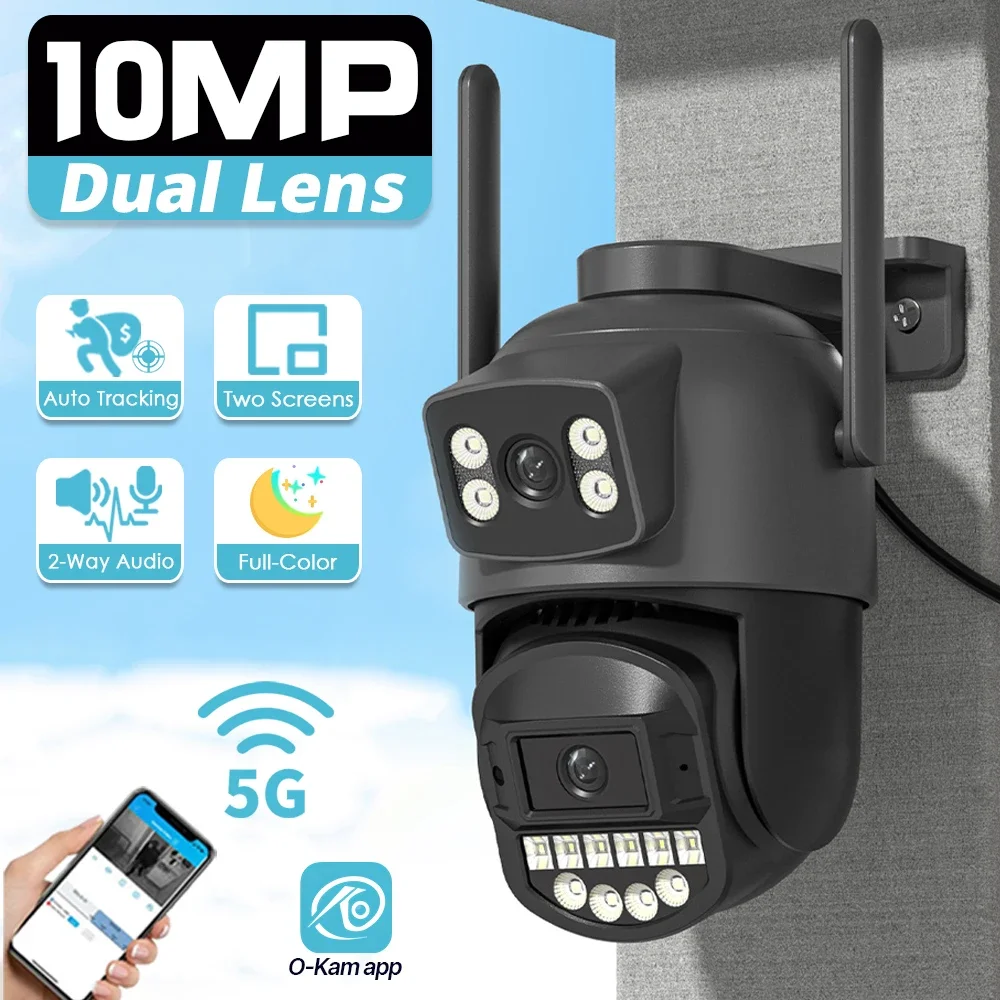 10MP Ultra HD Surveillance Camera Wifi Dual Lens 360 Outdoor Wireless IP Camera 5G Wifi CCTV PTZ Smart Home Security Protection