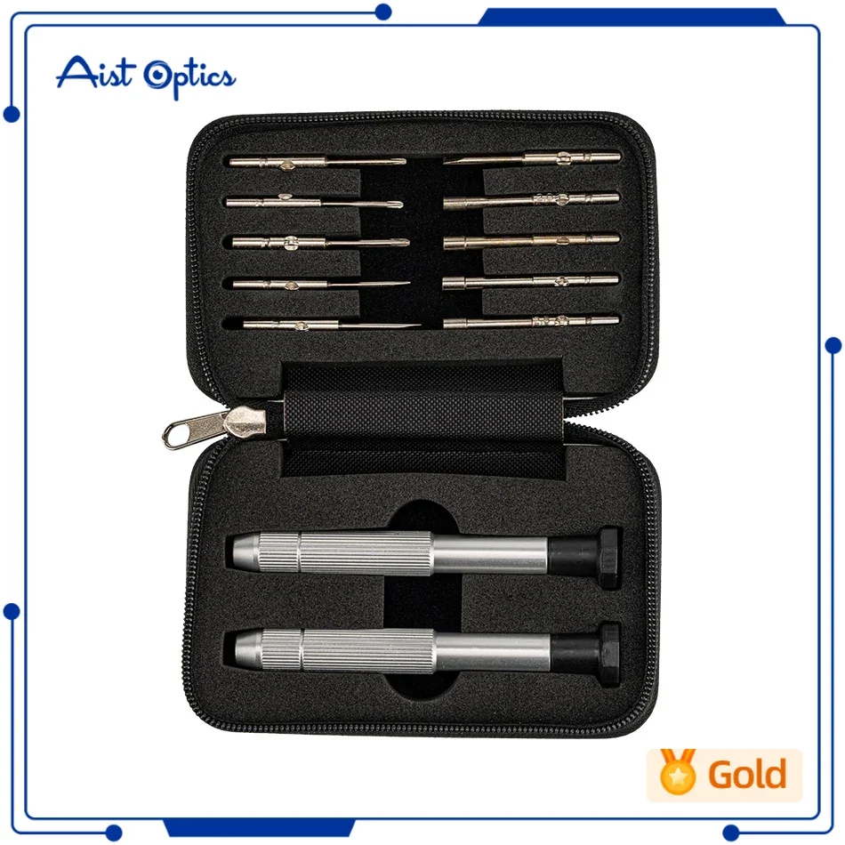 AIST 10pcs Glasses Precision Screwdriver Kit Optical Watch Jewelry Glasses Multifunction Repairing Tool sets With Zipper Box