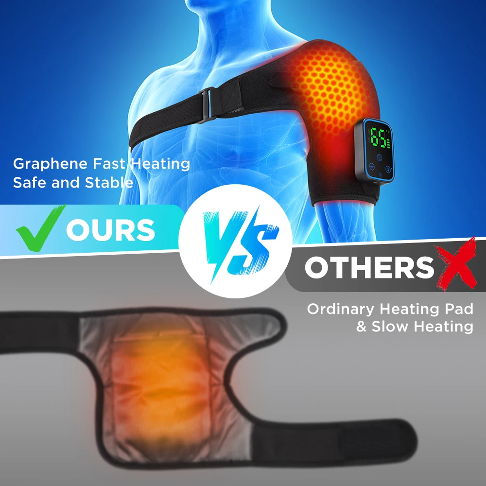 Wireless Detachable Shoulder Massager with APP Control Electric Heating Vibration 3-Level Timer for Shouder Relaxation view 5