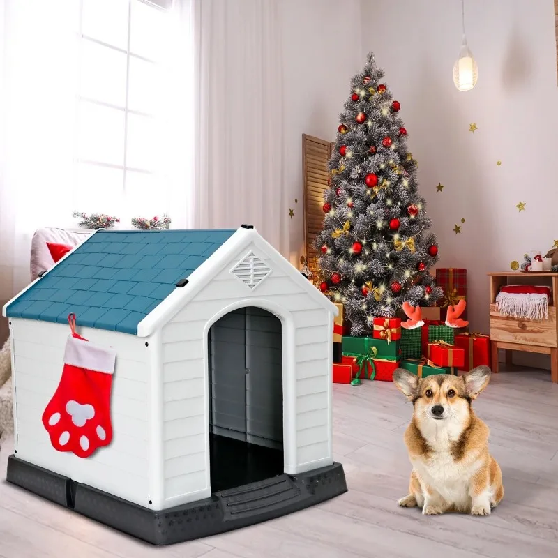 

Dog House Waterproof Indoor Outdoor Small Medium Pet Shelter Kennel W/Air Vents