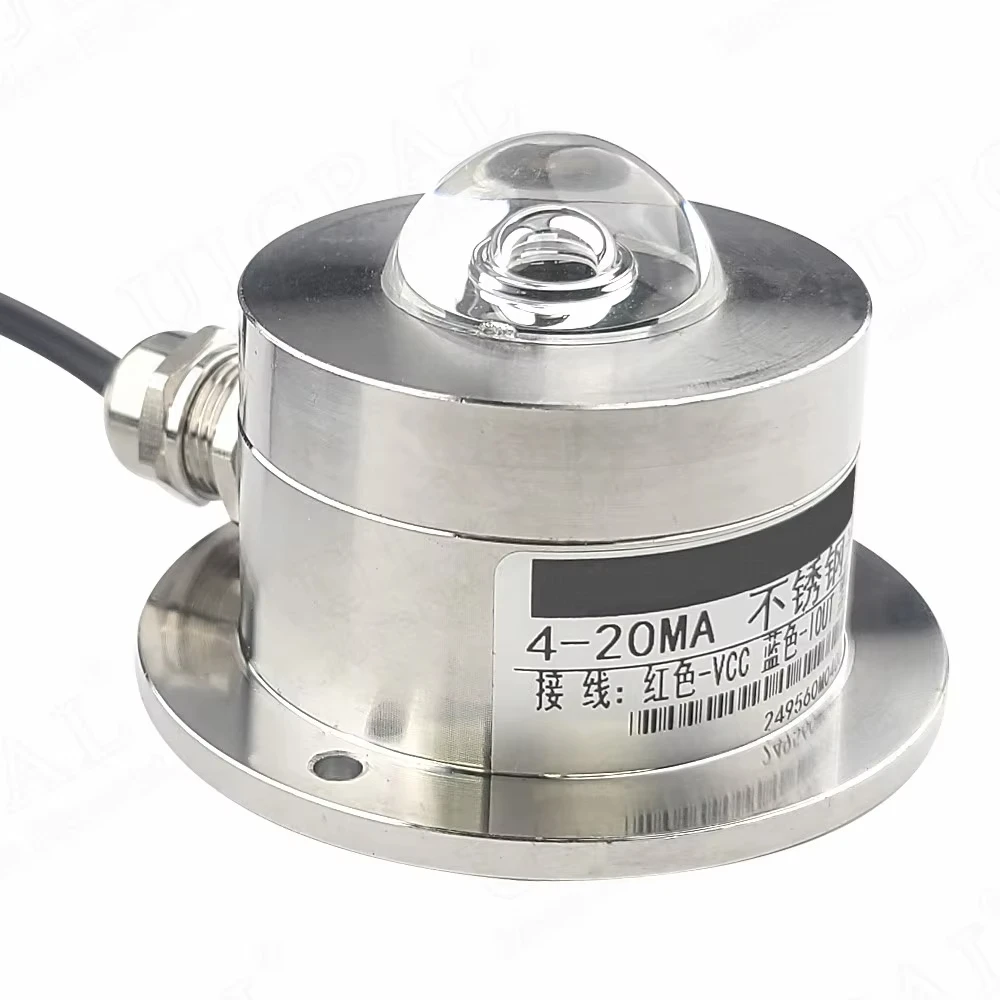 Illuminance Sensor Module Brightness Detector Stainless IP65 Industrial Sunlight Transmitters 0-65535LUX RS485 4-20mA 0-10V