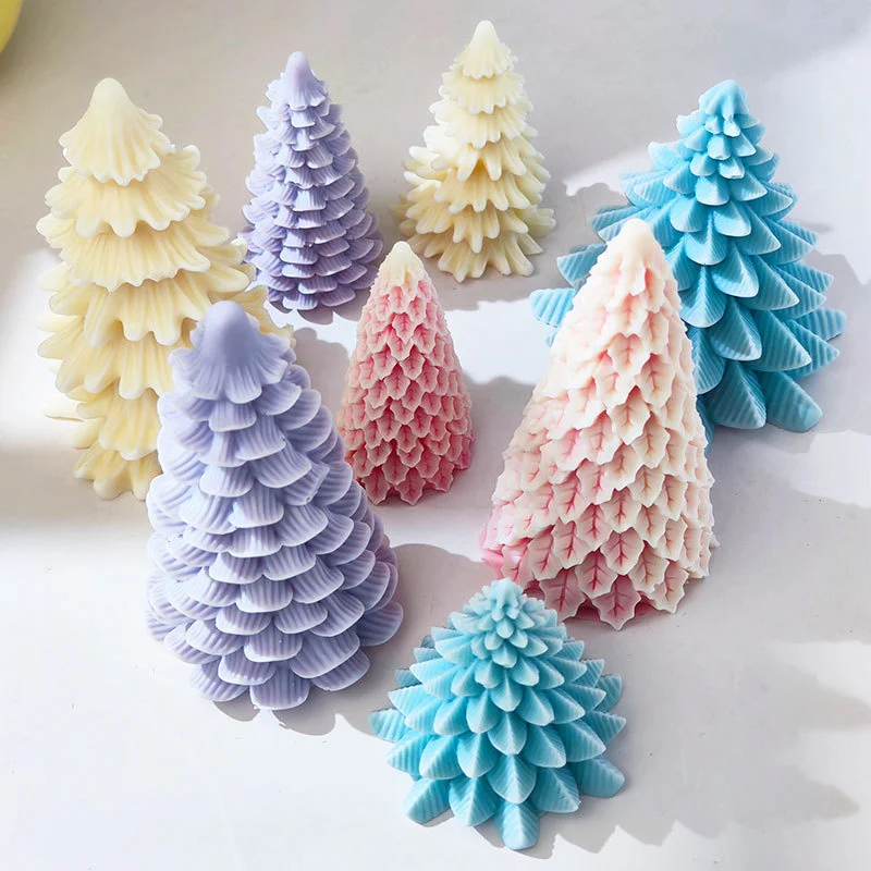 3D Christmas Tree Candle Silicone Mold DIY Christmas Decor Candle Making Handmade Soap Plaster Resin Baking Tools Holiday Gifts