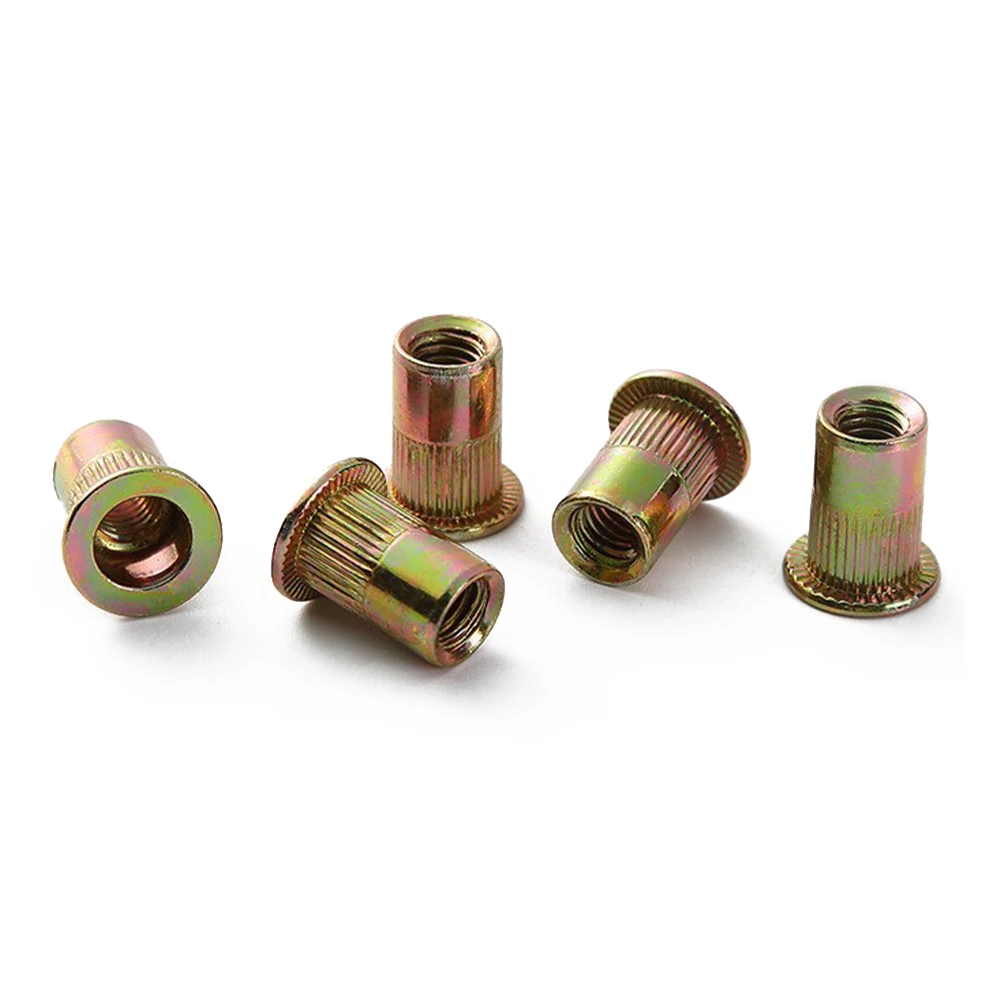 20PCS Zinc Plated Carbon Steel Rivet Nuts M3/4/5/6/8/10/12 Flat Head /Threaded Rivet Insert Nutsert Cap Rivet Nut