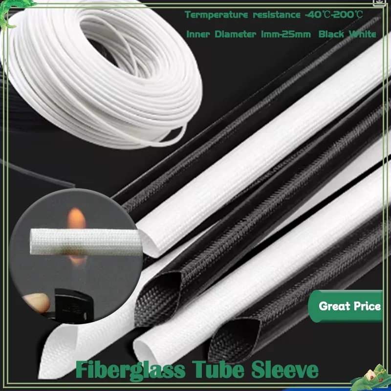 

Silicone Resin Braided Flame Resistant Fiber Glass Insulate Cable Wire Protect Sleeve High Temperature Fiberglass Tube 1 ~ 25mm
