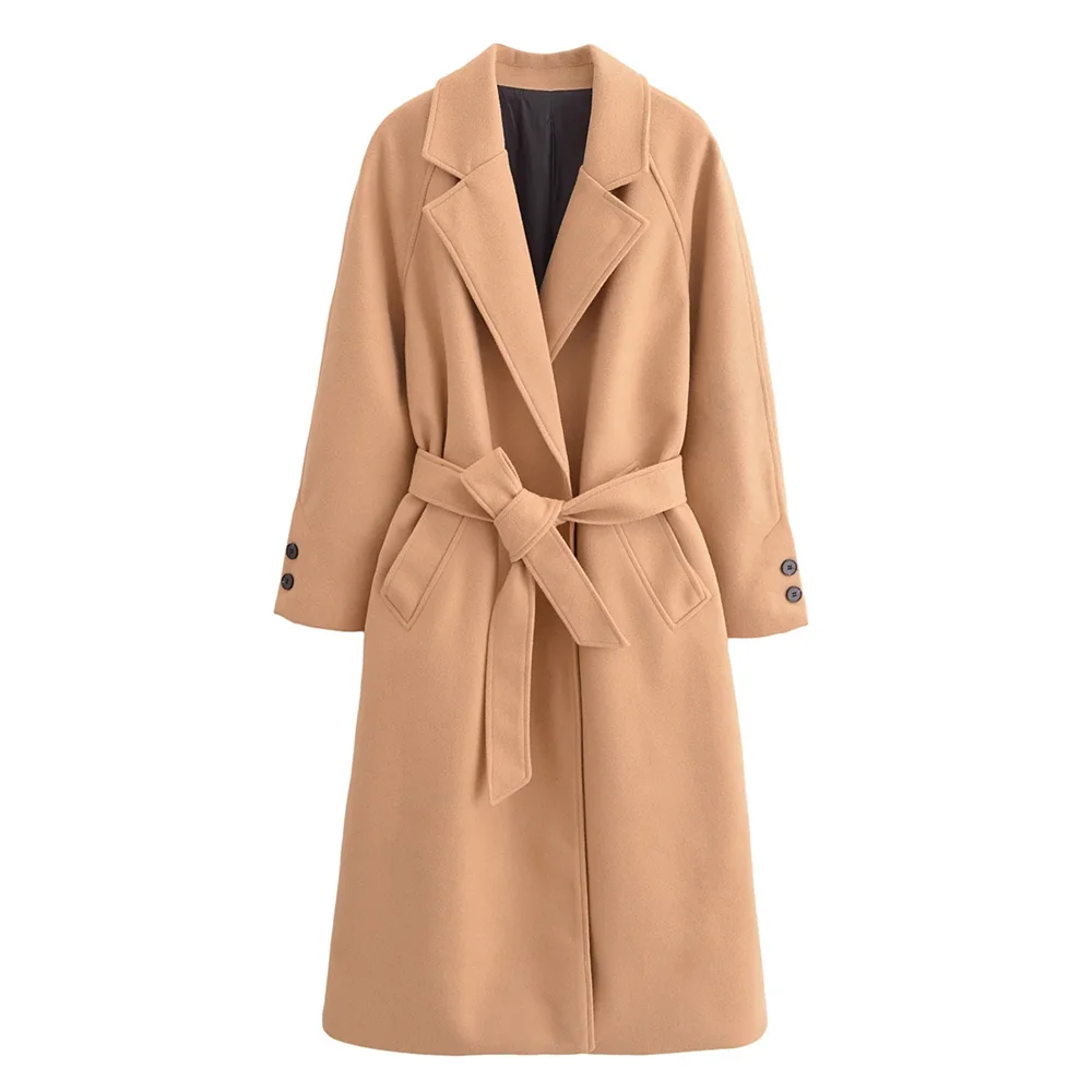 Autumn and winter new products casual temperament women's clothing with belt wool blend long coat jacket