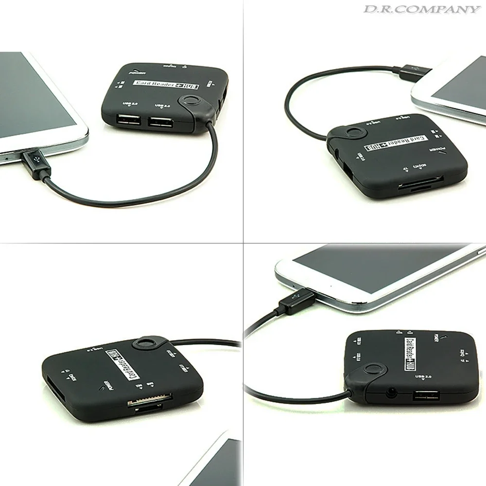 Mobile hard drive micro USB with power cord, OTG data card reader HUB for mobile phones