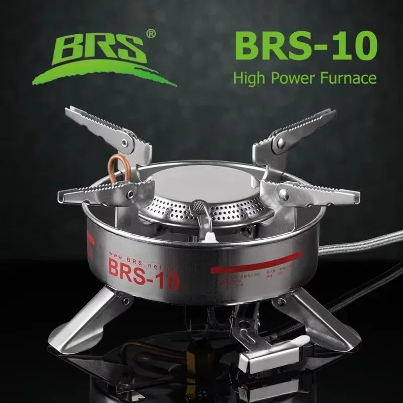 BRS-10 Outdoor Portable Camping Stove Split Stainless Steel Butane Gas Burner High Power Furnace for Picnic Cooking BBQ