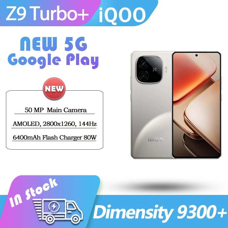 NEW VIVO IQOO Z9 Turbo+ Dimensity 9300+ 5G  6.78'' 2800X1260 144Hz AMOLED 80W SuperVOOC 6400mAh 50MP OTA NFC OriginOS 4 google