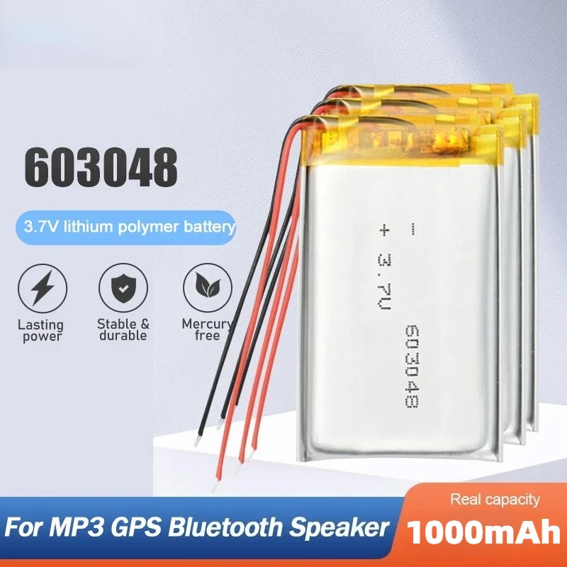 603048 Battery 1000mAh Rechargeable 3.7V Polymer Lithium Batteries Cell for Game Console Controller Tendon Gun Bluetooth Headset