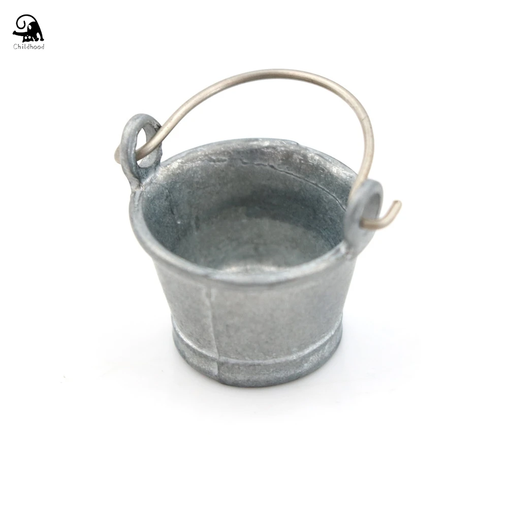 1:12 Scale Mini Cute Metal Buckets Decoration Miniature Toy Doll Food Kitchen Living Room Accessories for Dollhouse