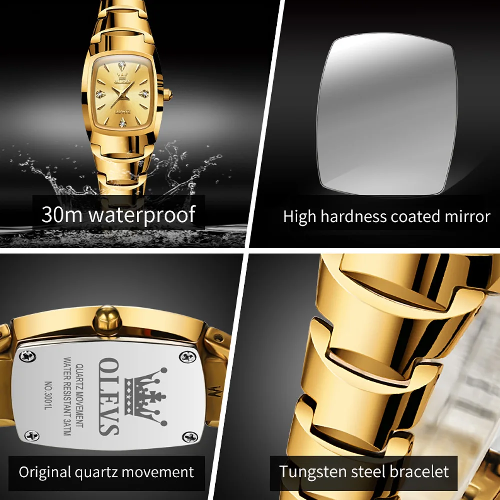 OLEVS Original Top Brand Quartz Watch for Women Luxury Gold Fashion Elegant Diamond Waterproof Ladies Wristwatch Bracelet Gifts