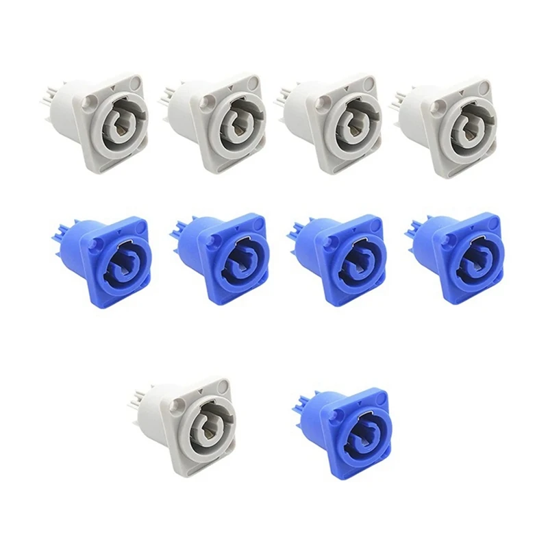 10Pcs 3 PIN 20A 250V AC Power Plug Adapter NAC3MPA-1 NAC3MPB-1 Output Connector Blue And Grey White