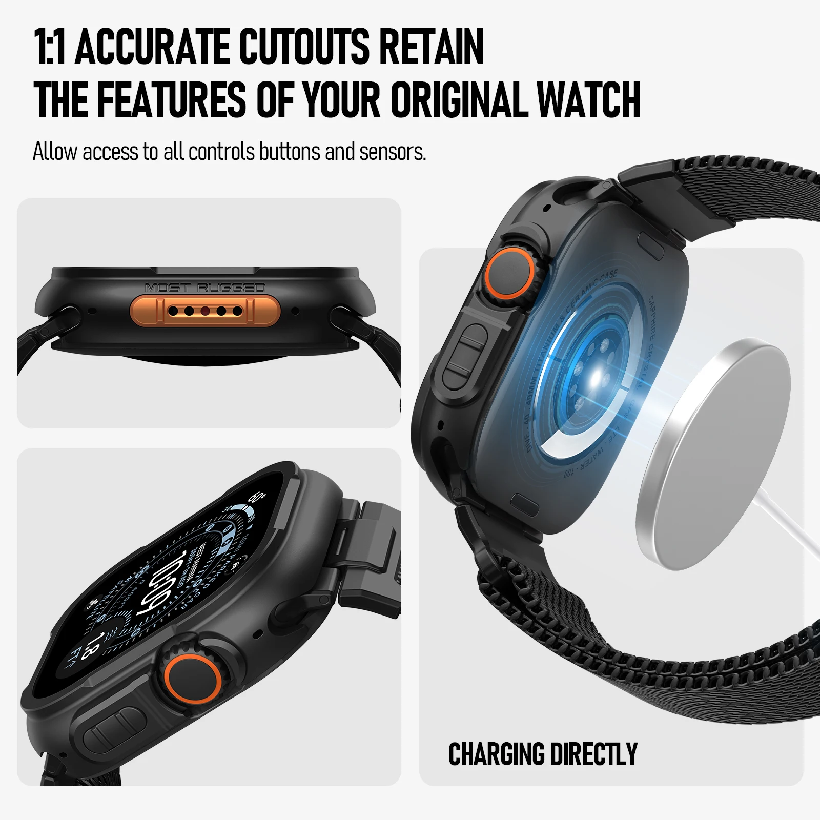 Zinc Alloy for Apple Watch case Ultra 3 2 49mm Rugged metal Protective Bumper with Screen Protector Cover for iWatch Ultra 49 mm