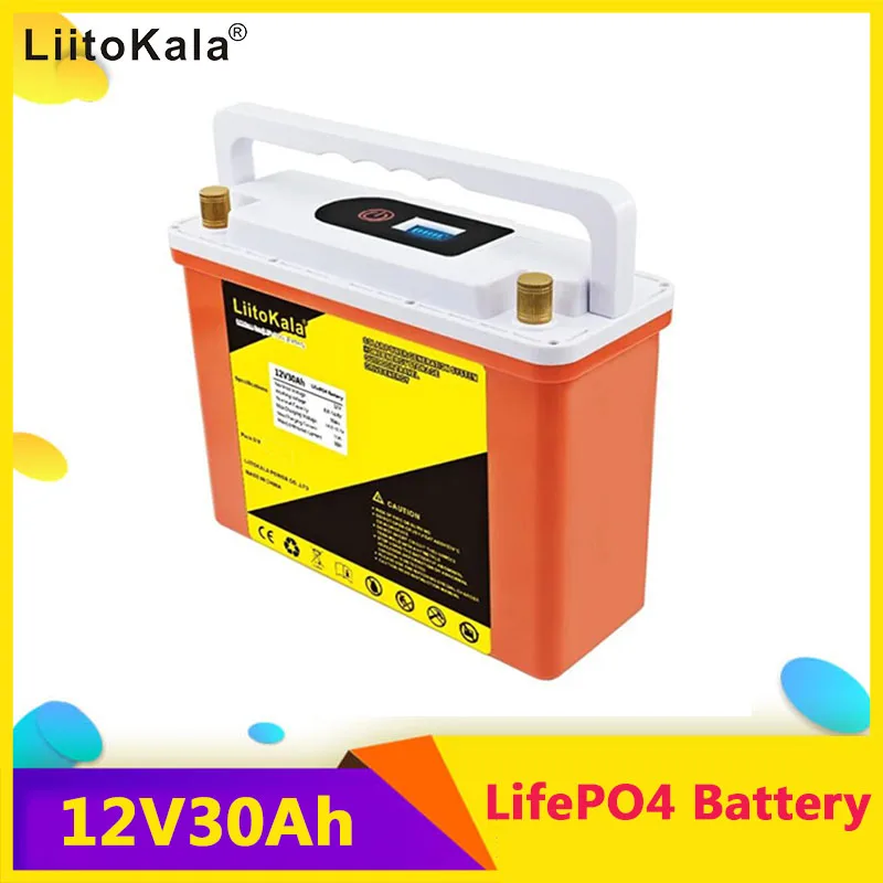 Liitokala 1-2PCS 12.8V 30Ah Rechargeable LiFePo4 Battery Lithium Iron Phosphate 12V   For Kid Scooters Boat Motor