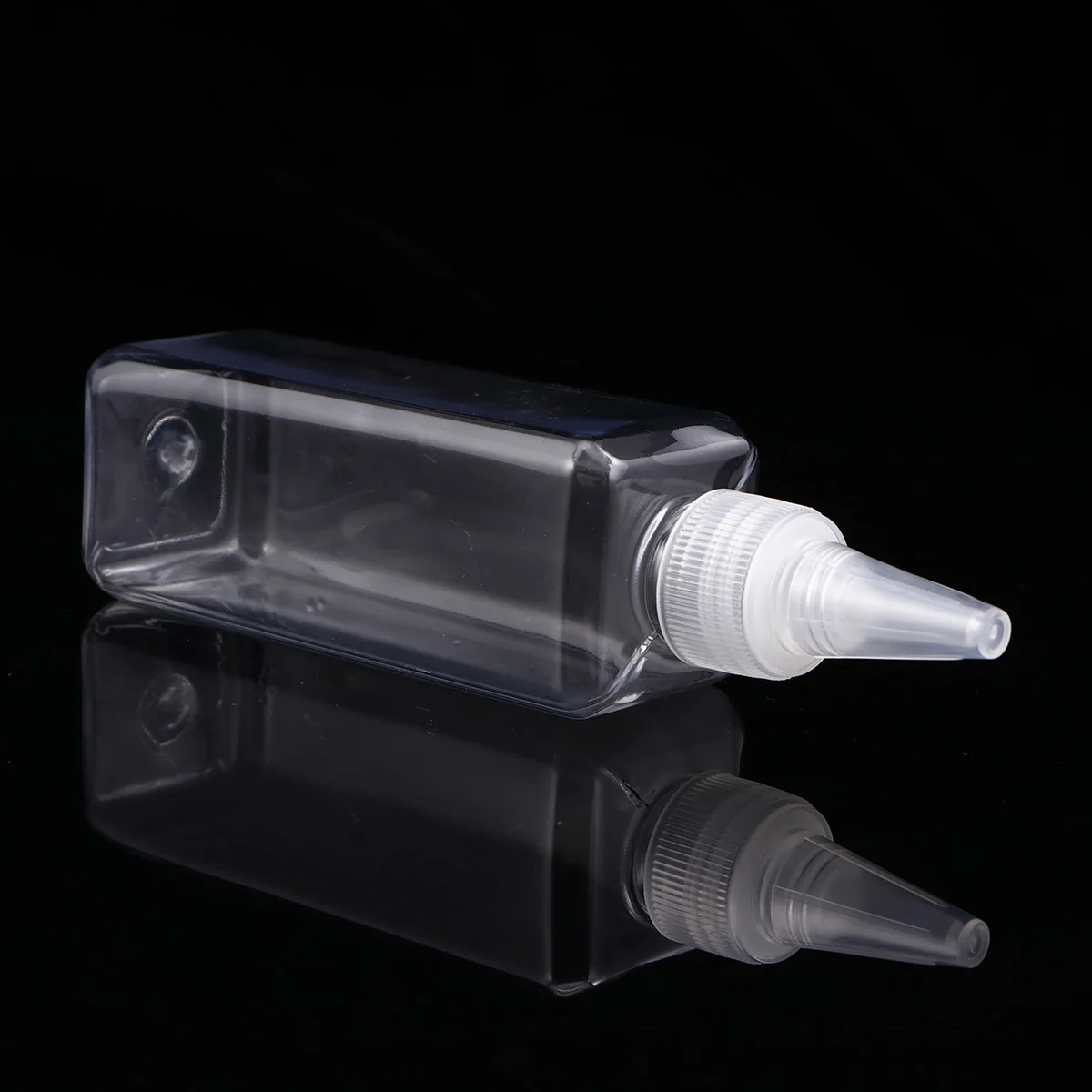 

15pcs 100Ml Square Dye Bottles Clear Plastic Transparent Container For Coloring Easy Squeeze Pointed Mouth Storage Bottle