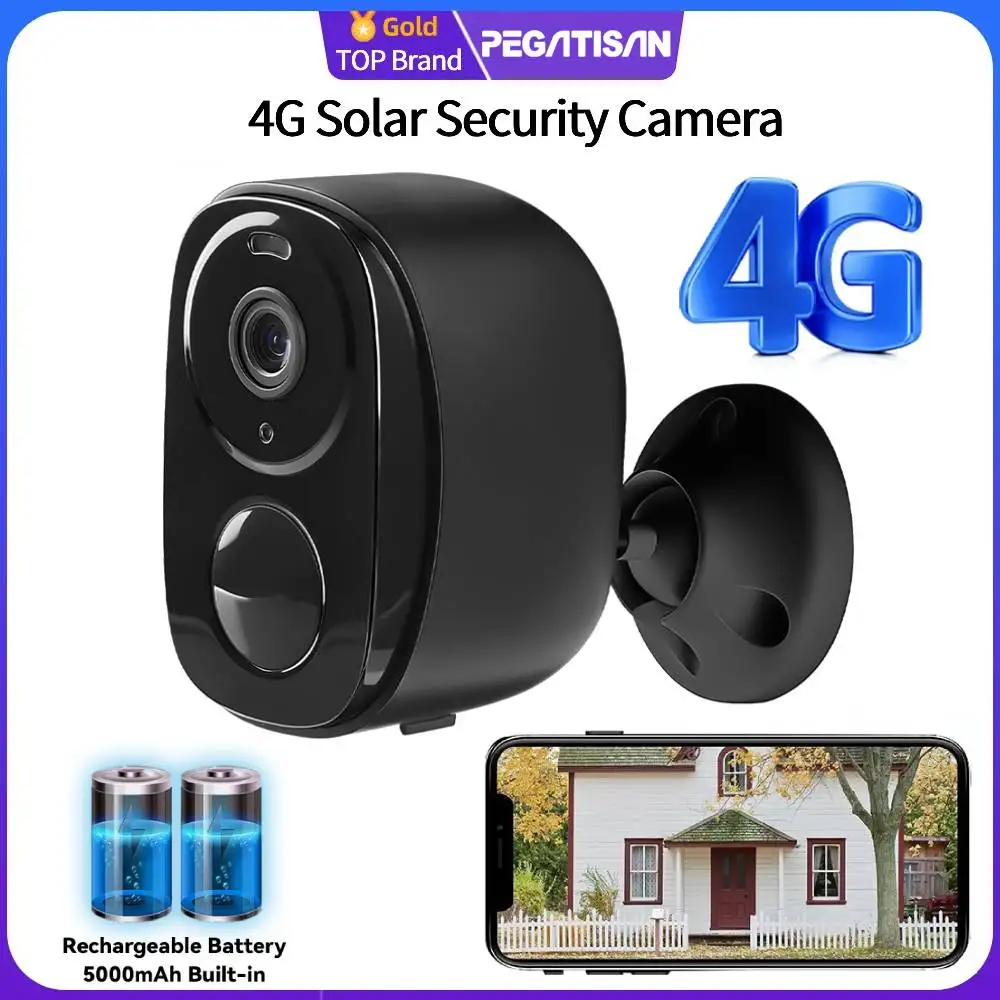 

5MP 4G Solar Security Camera 2K HD Wireless Outdoor Color Night Vision Battery Powered Support PIR Waterproof Two-Way Audio