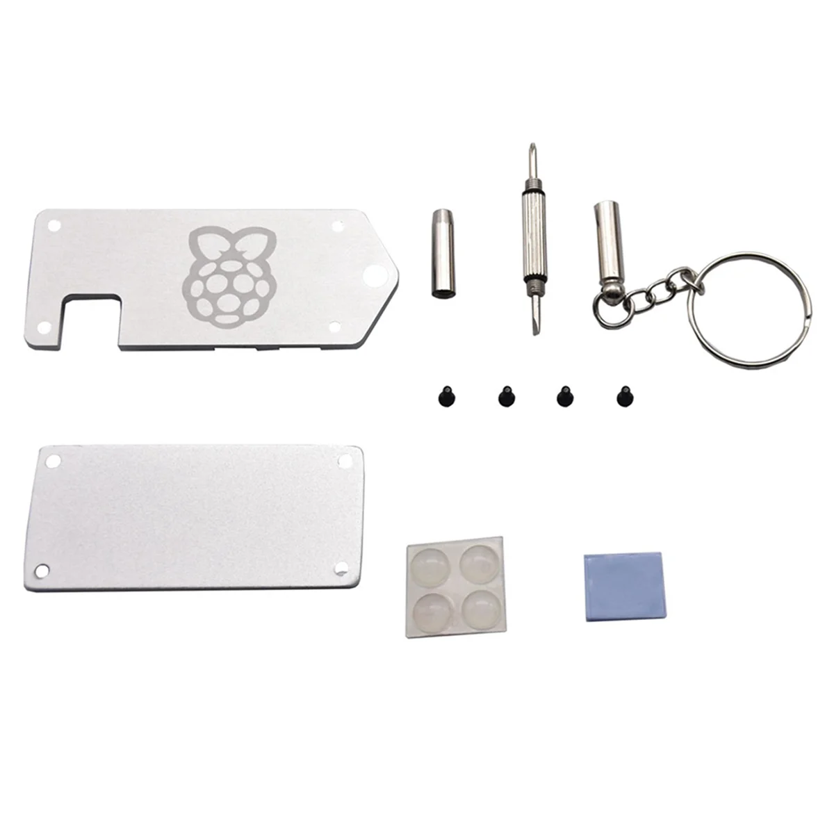 Para Raspberry Pi Zero 2 W Pi 0 2W Caja de placa Mini USB Cable Heak Disks Funda protectora ZV2 CNC Shell (Plata)