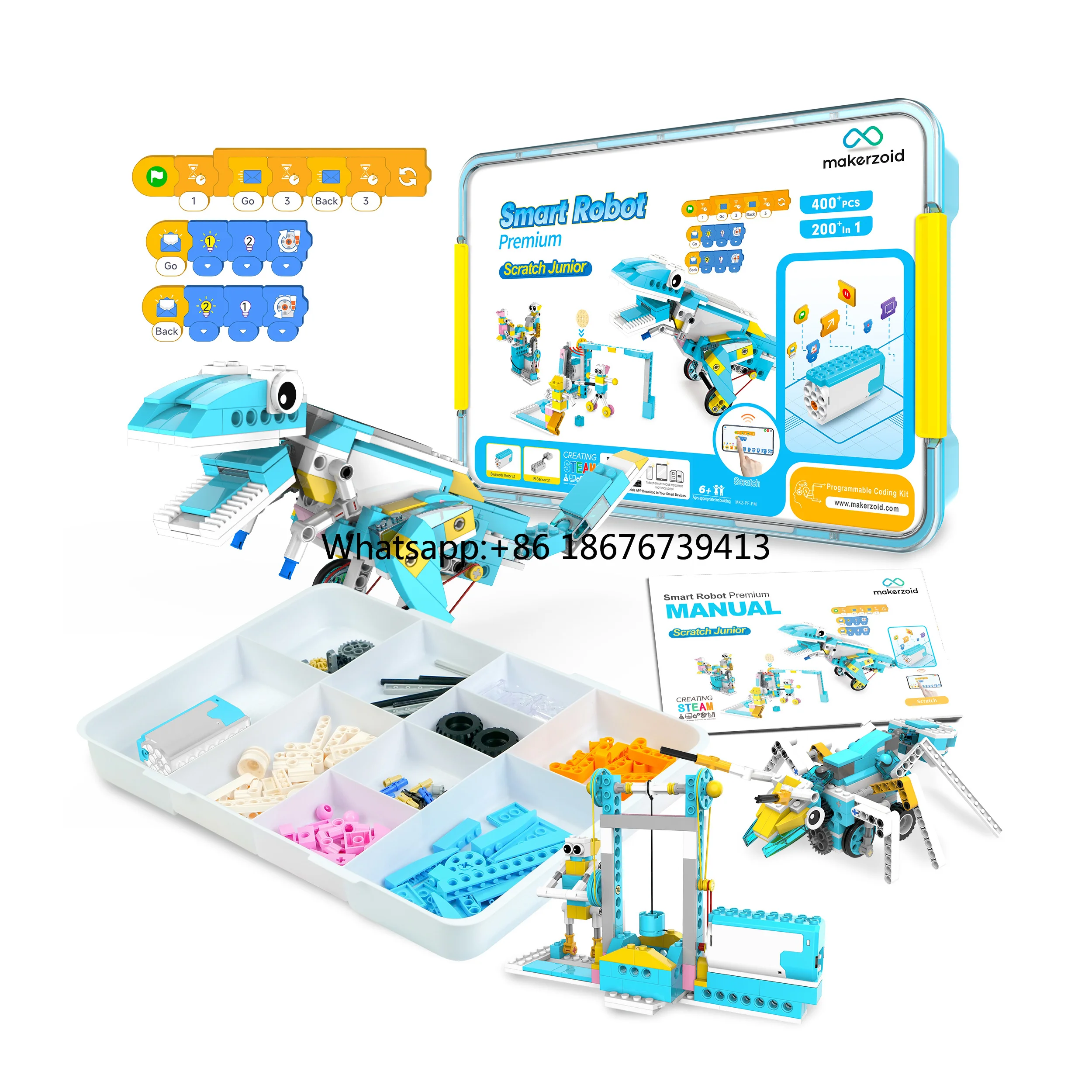 200-in-1 Smart Robot Educational STEM Building Toys Scratch Junior Programming Learning Kit Perfect Birthday Gift for Kids 6-14