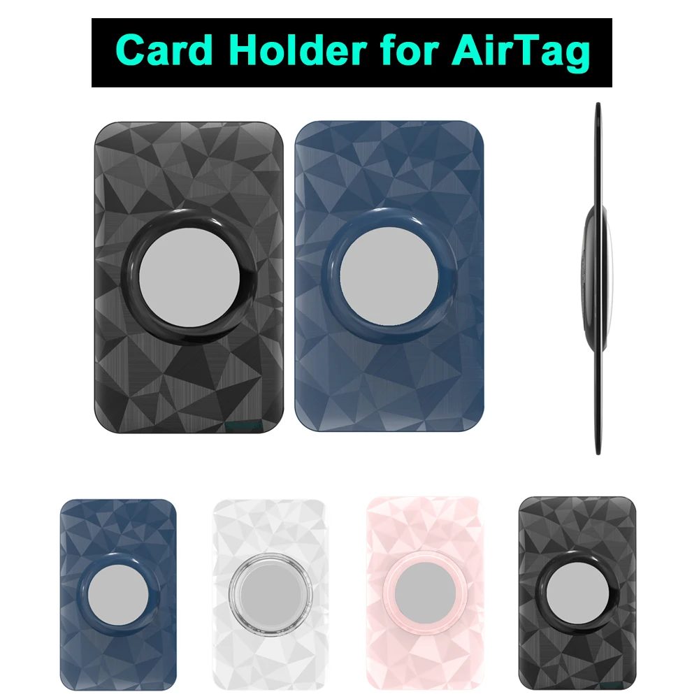 Untuk AirTag Dompet Ultra Tipis Tempat Kartu Casing Bahan Plastik ABS Pola Berlian Kualitas Tinggi untuk Aksesori Tag Udara