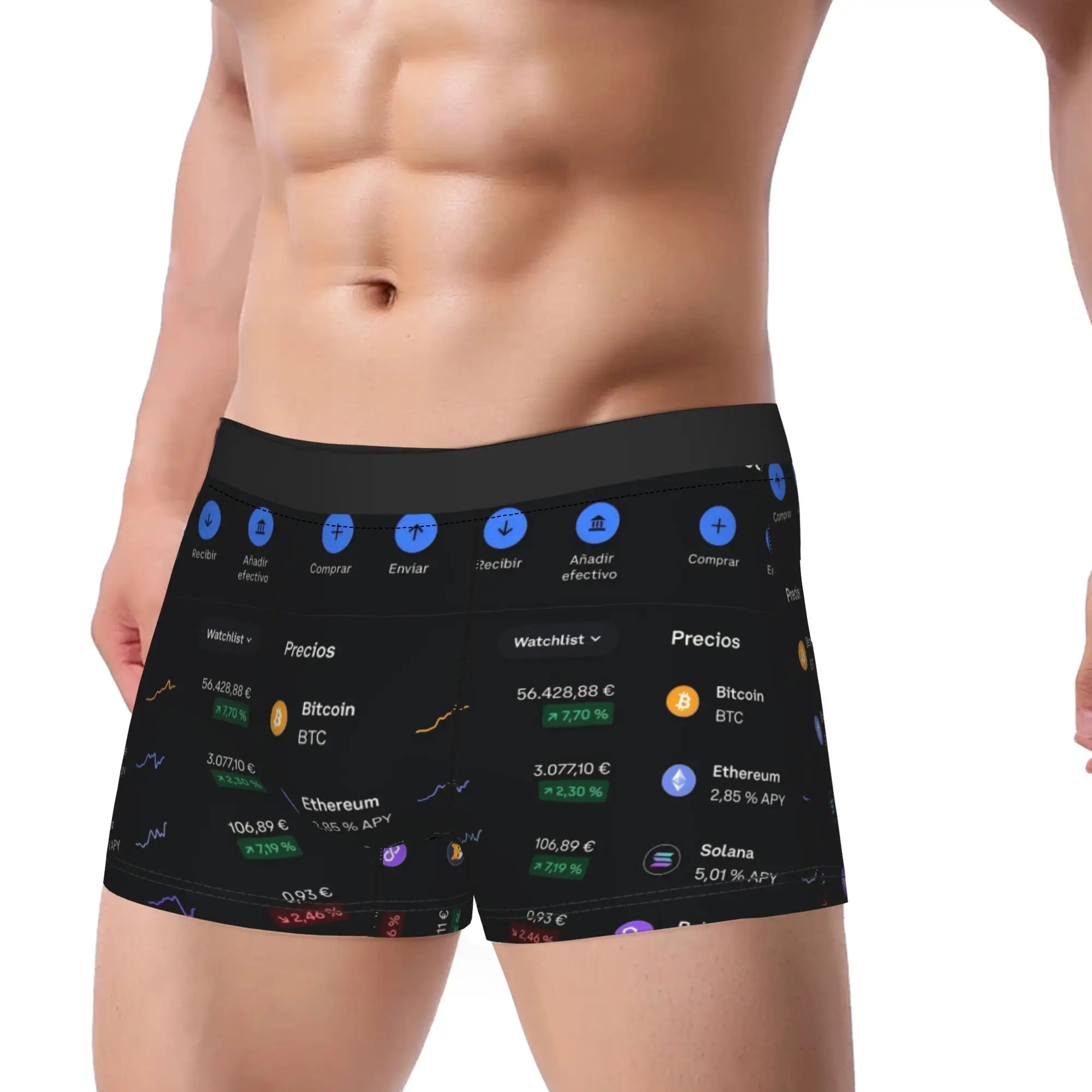 Crypto Wallet Interface Underwear Tech Finance Digital Asset  Men's Boxer Brief Breathable Boxer Shorts Large Size Underpants