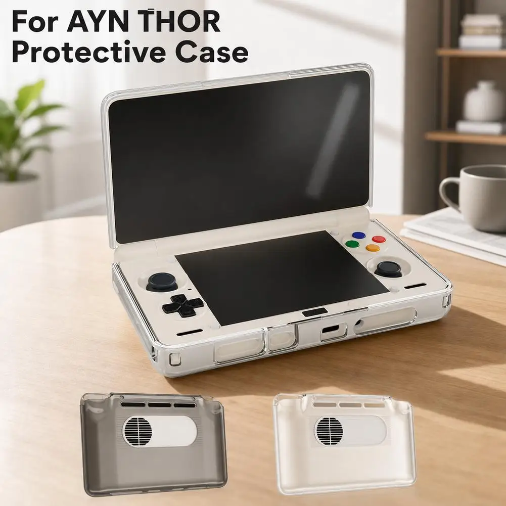 Case for AYN Thor TPU Clear Protective Cover Split Clamshell Handheld Gaming Console Shell Shockproof Anti Drop Scratch