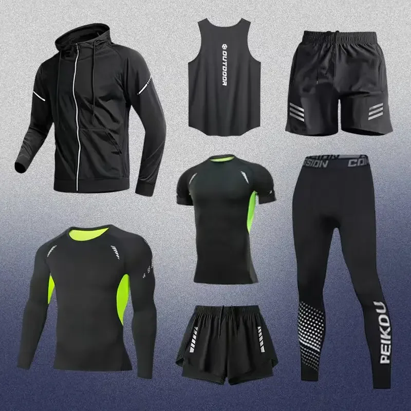 

Бестселлер 2025, спортивный беговой комплект из семи предметов, высокоэластичный, быстросохнущий, впитывающий пот футбол, велосипедный баскетбол