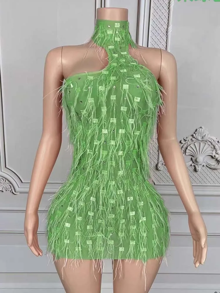 Wysokiej jakości sukienka z frędzlami z cyrkonii, seksowna, z odkrytymi plecami, elastyczna, nowa kolekcja 2025, modna odzież damska na zamówienie.