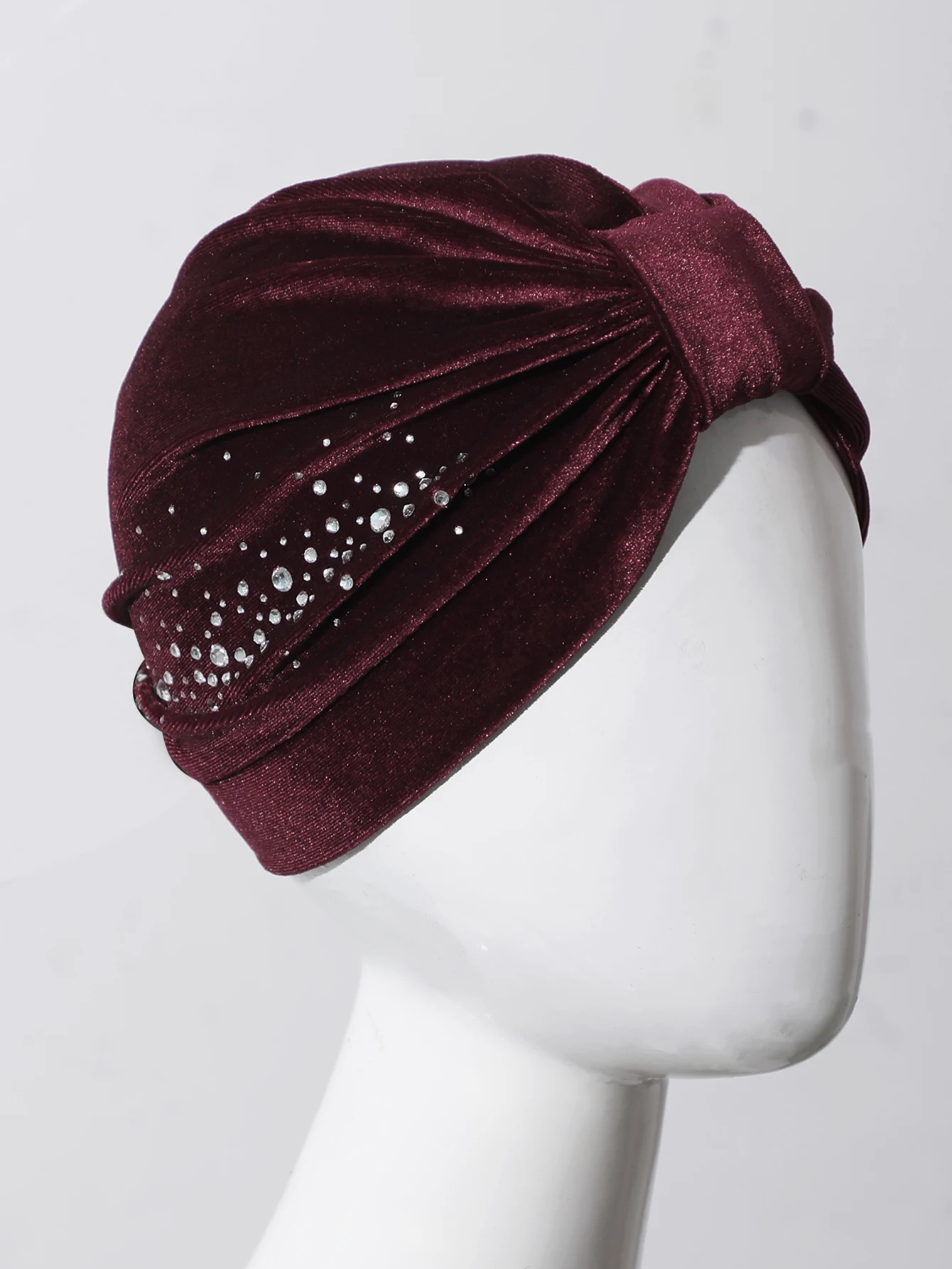 Stirnbänder rot & schwarz Strass Stirnband Samt Kopf wickel geknotet Turban elastischen Haarband Kopfschmuck Frauen Mädchen Haarschmuck