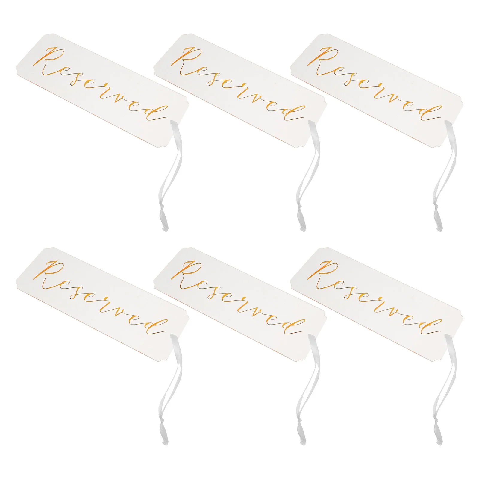 

6Pcs Reserved Wedding Signs Acrylic Chair Tags for Bridal Events Formal Gatherings Minimalist Seat Designation with Gold