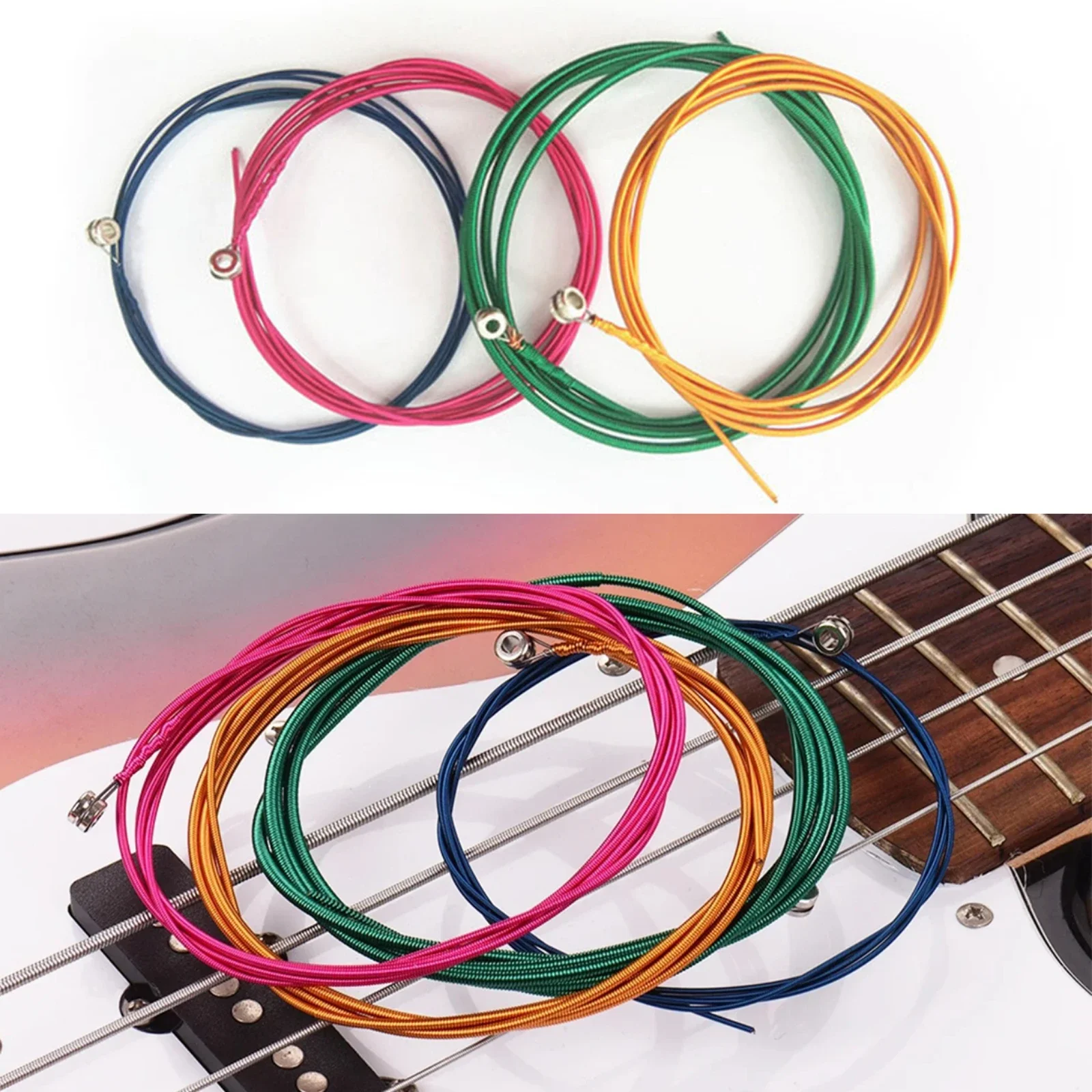 

1 Set Colorful Stainless Steel 1.2m Electric Bass String Kit Parts for 4 String Bass Guitar Strings Light Gauge 1.16mm To 2.54mm