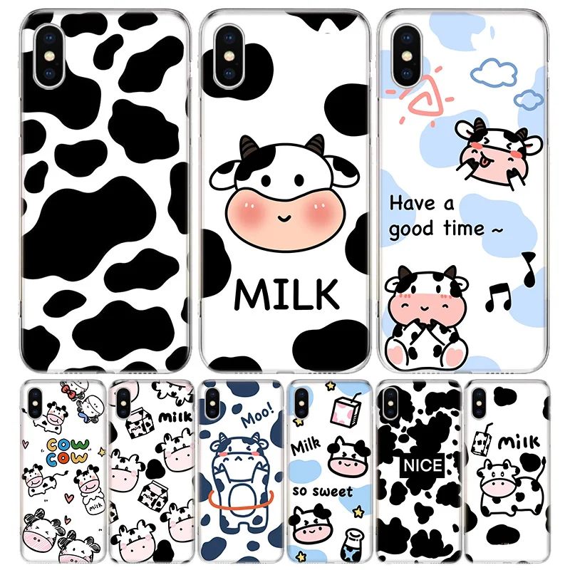 Dairy Cattle Cow Speckle Cute Silicon Call Phone Case For Apple iPhone 16 15 14 11 Pro Max 13 Plus 12 Mini 7 8 + X XR XS SE Cove