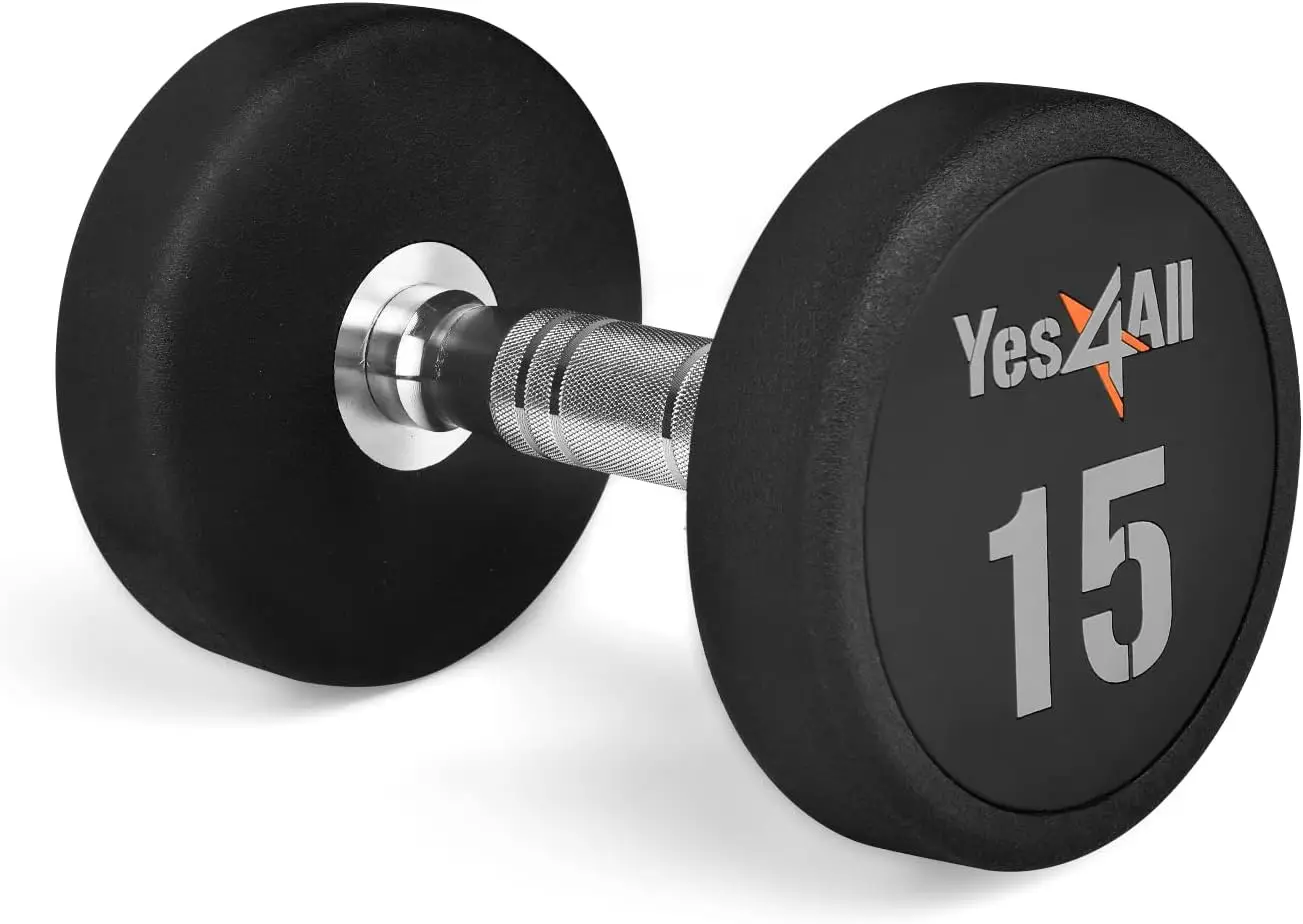 

Urethane Dumbbell with Anti-Slip Knurled Handle 5-50 LB for Muscle Building - Sold Individually