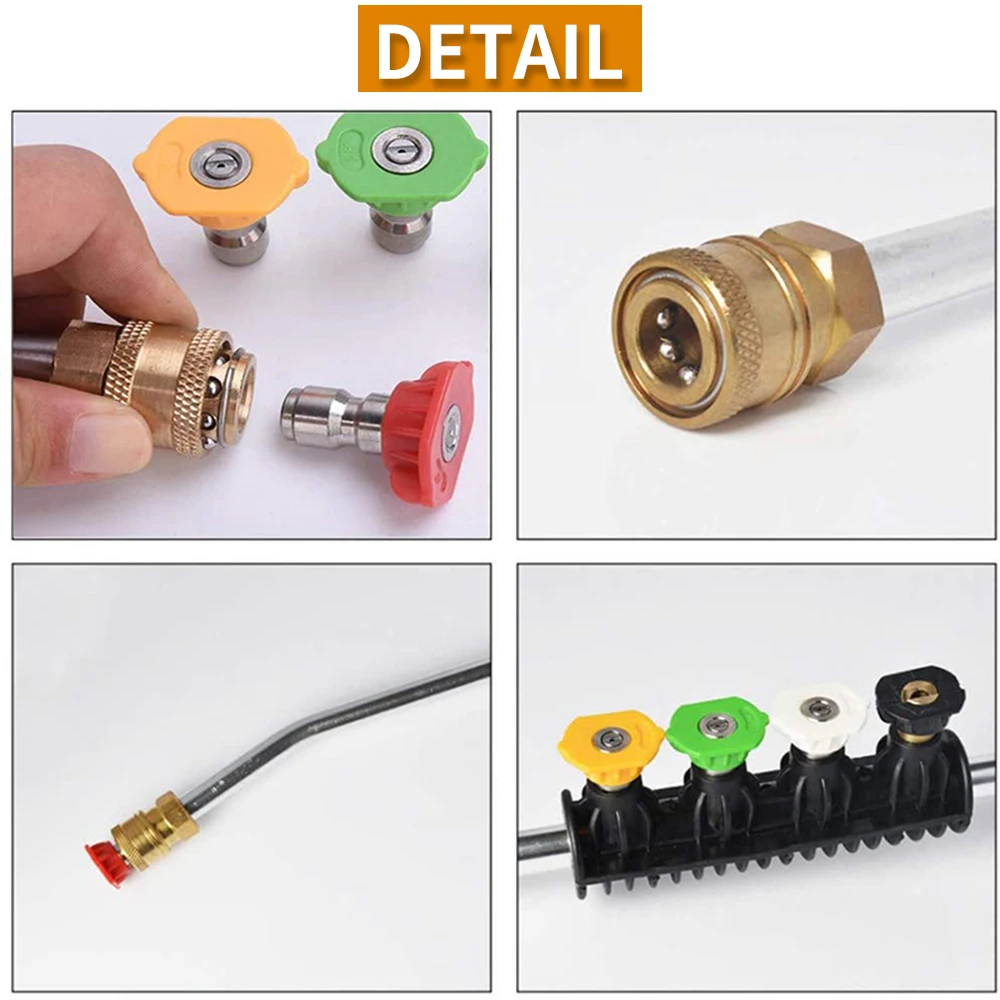 Pressure Washer Wand Extension with Adapter Car Washer Jet Lance Nozzle 5 Spray for Karcher Bort Nilfisk Huter Hyundai STIHL