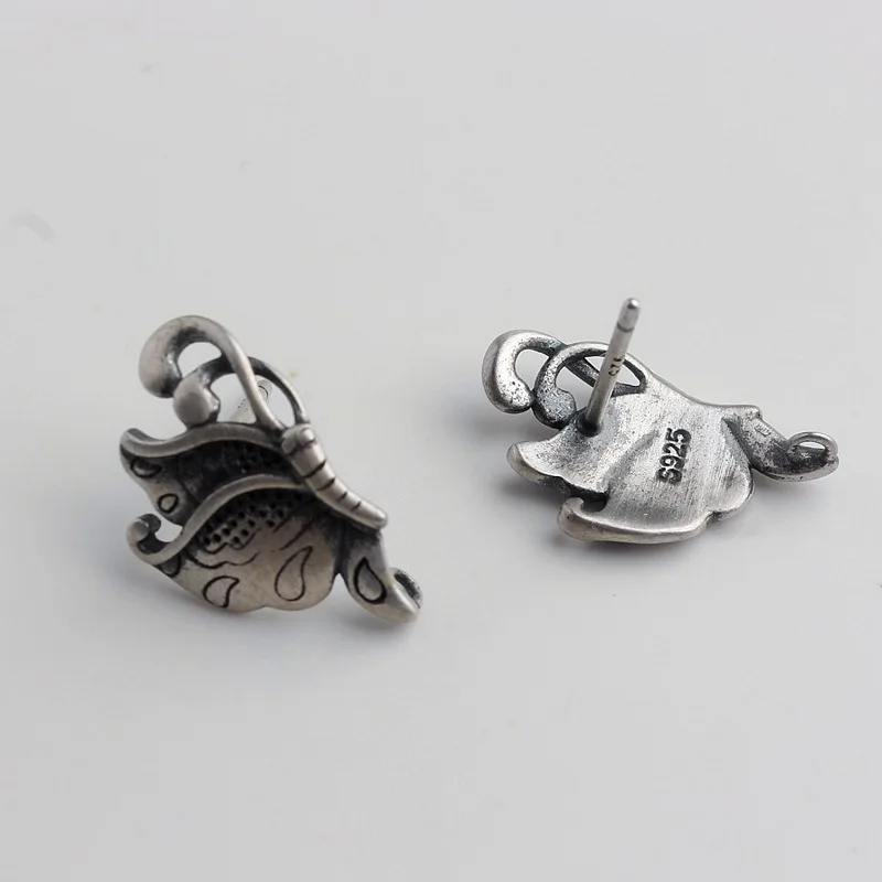 100% S925 silver jewelry butterfly dance female earrings retro ethnic style