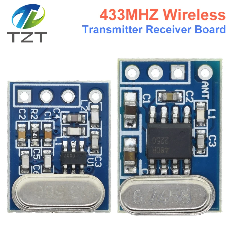 DIYTZT  1Set 2Pcs 433MHZ Wireless Transmitter Receiver Board Module SYN115 SYN480R ASK/OOK Chip PCB for arduino