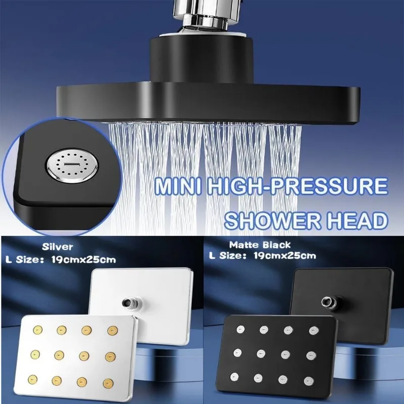 High Pressure Rainshower 360° Rotation Top Spray Magic Water Flow Rainfall Shower Head for Low Pressure Water Supply Pipeline