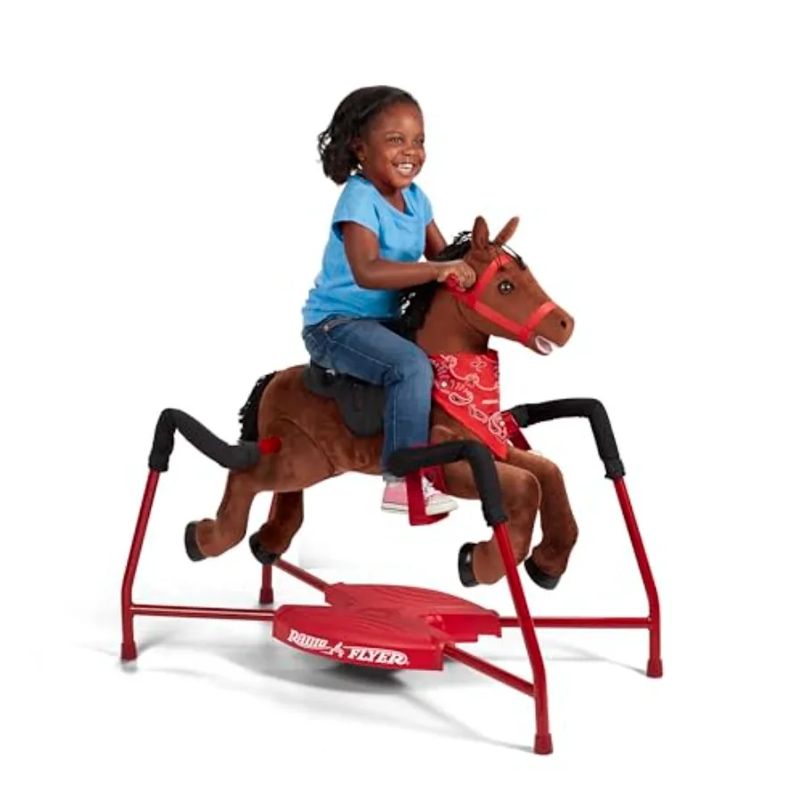 

Chestnut Interactive Riding Horse, For Ages 2-6, Plush Spring Rocking Horse, 3 Riding Levels, EZ Climb Step, Safety Straps, Spring Covers, Accessories, 60 lb Capacity, Toddler Ride On Toys