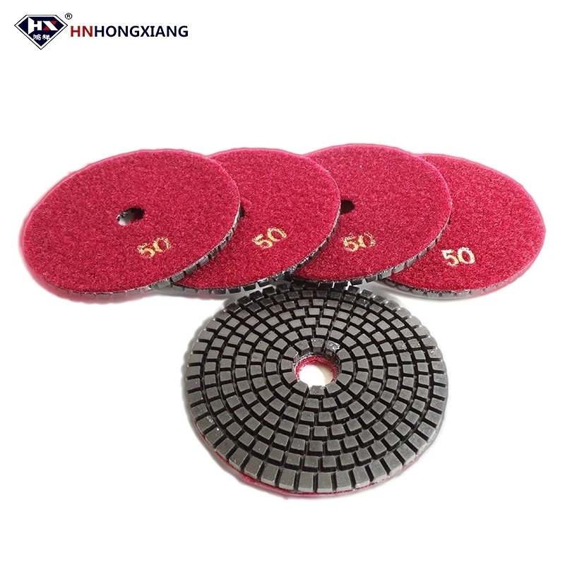 50# 100Mm Wet Flexible Diamond Polishing Pads For Angle Grinder Engineered Granite Marble Quartz Stone