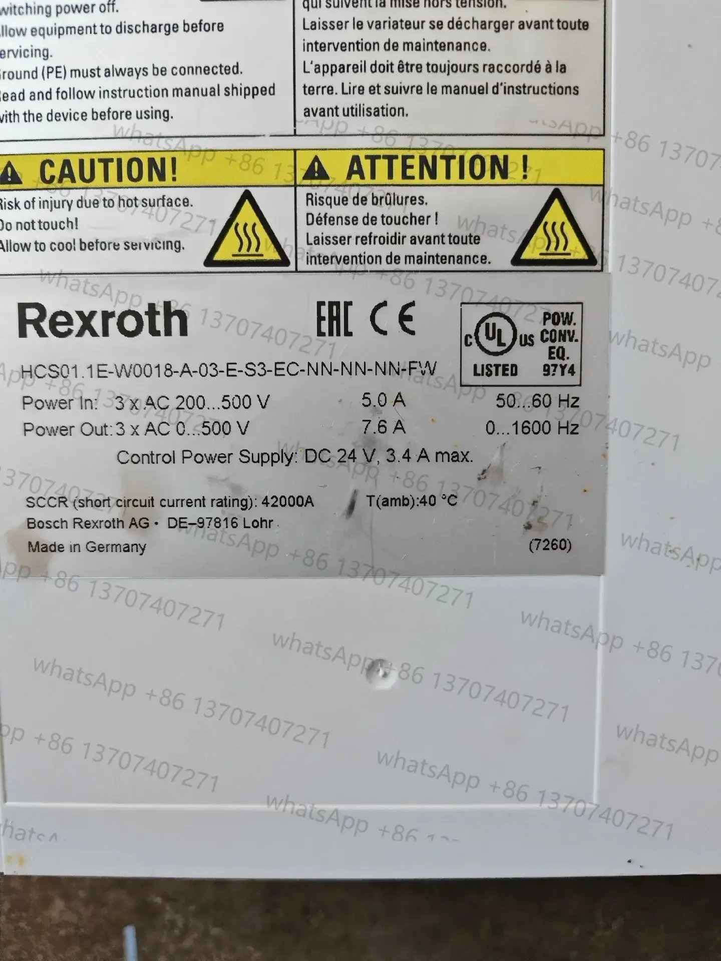 HCS01.1E-W0018-A-03-E-S3-EC-NN-NN-NN-FW Servo Drive voor Rexroth