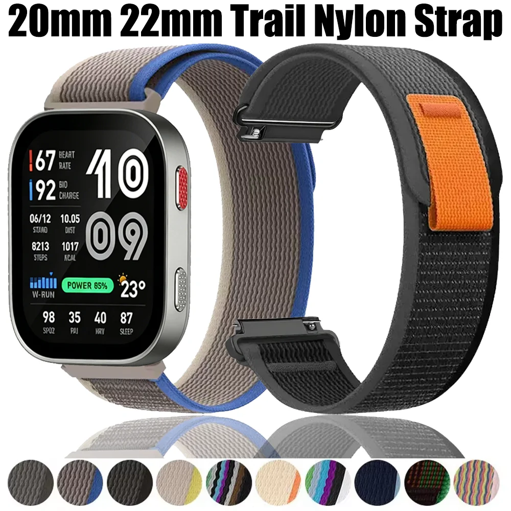 20mm 22mm Trail Nylon Loop Strap For Amazfit Bip Max 6 5/Balance 3 2 1/Active Max 3 2 Bracelet For Huawei Watch GT6-5-4 Pro 46mm