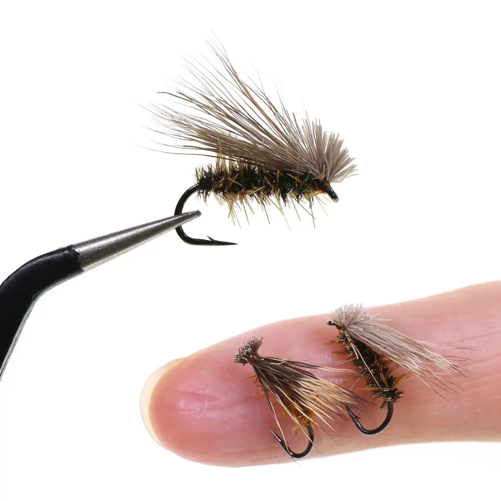 6 Stück # 14 Stück Elchhaar-Caddis-Fliegen, schwimmende Hirschhaar-Steinfliegen, Trockenfliegen für Forellen, künstliche Aufsteckfliegen, Mayfly- und Grauelfliegen-Angelköder – Detail 4