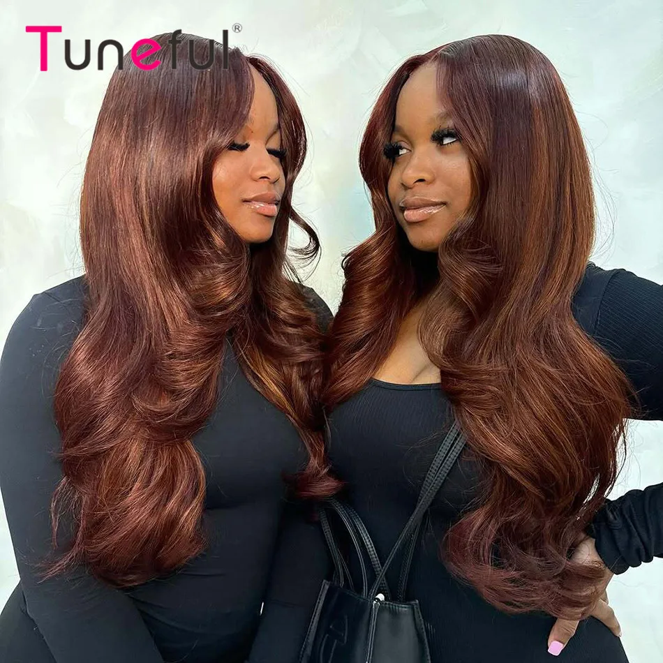 

13x6 HD Lace Front Human Hair Wigs Chocolate Brown Colored Human Hair Wigs Body Wave Human Hair Transparent Lace Frontal Wigs
