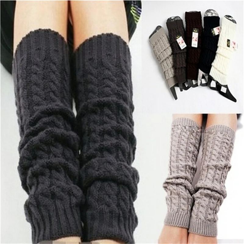 NEW Woman Thigh High Warm Black Christmas Gifts Knit Knitted Knee Socks Winter Leg Warmers for Women Fashion Gaiters Boot Cuffs