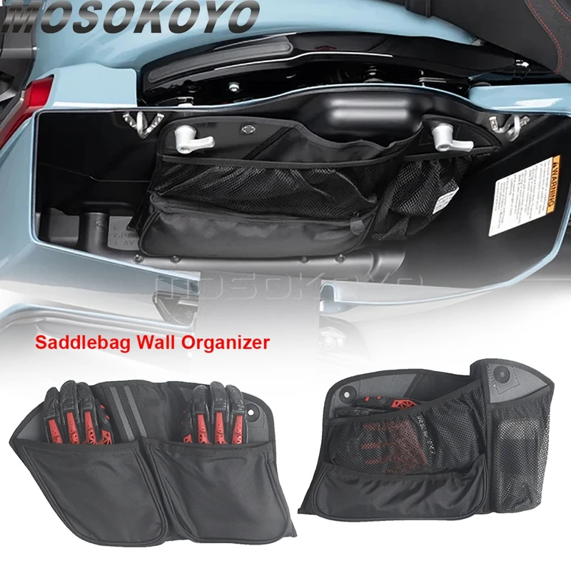 Trunk Lid Fitted Lining Organizer Storage Bag Pocket Saddlebag Side Lid Leather Cover For Harley Street Road Glide FLTRX FLHX