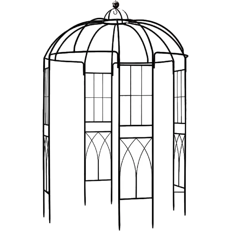 Large Outdoor Metal Garden Ornaments Pergola Pavilion Arbor Arch Trellis Wrought Iron Gate and Fence